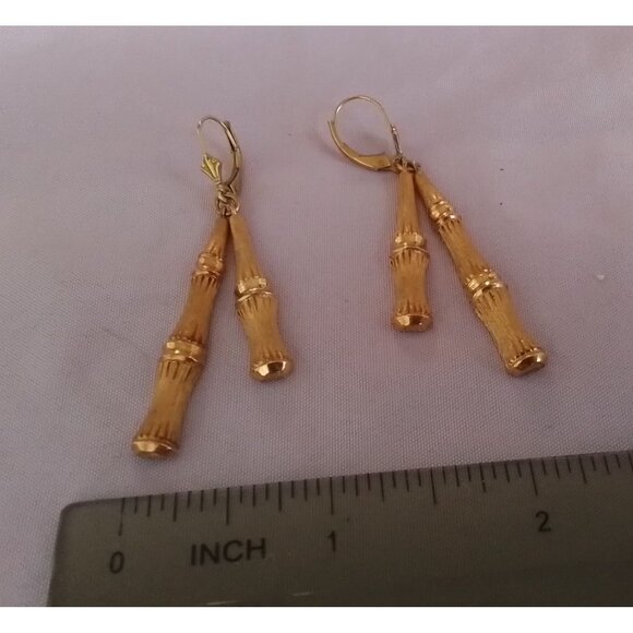 Vintage Avon Bamboo Drop Dangle Earrings - Picture 2 of 3